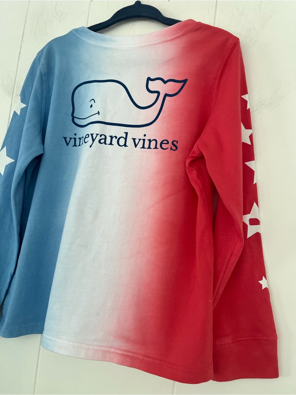 NEW Vineyard Vines Kids Americana Dip Dye Whale Long-Sleeve Tee Top Shirt Sz 4T
